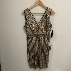 NWT Lulus gold sequin v neck sleeveless dress